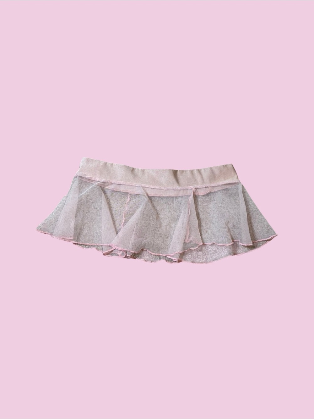 Sheer Pink Ruffle micro Mini Skirt